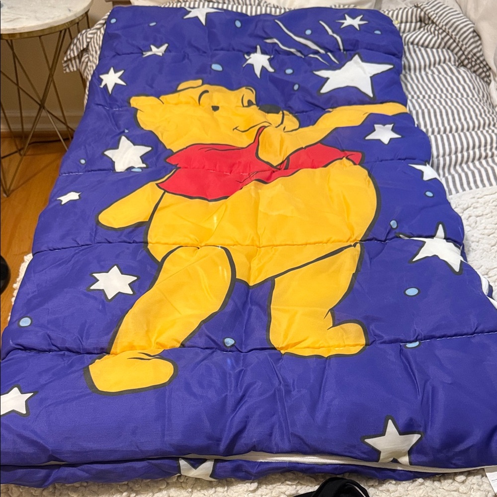 Disney Blue Comforter with Yellow Pooh and White Stars
